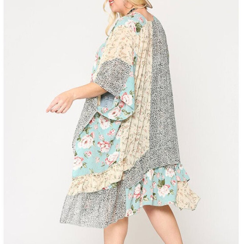 Boho Floral Gypsy Hippie Kimono Duster Cardigan - Picture 7 of 9